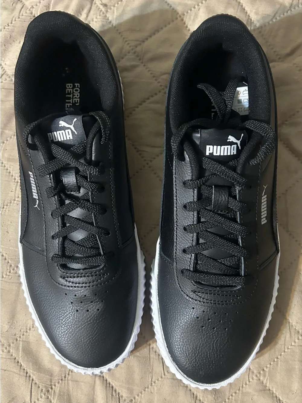 PUMA Carina 2.0 Black White Platform Sneakers Women's Size 10